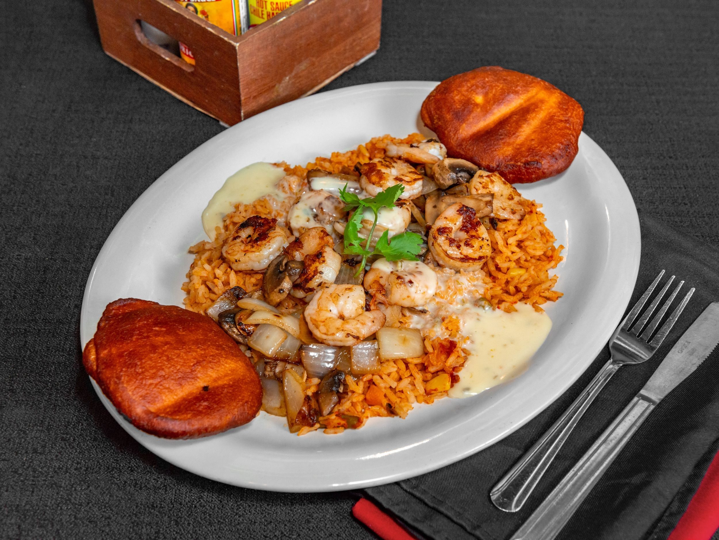 Shrimp Veracruz.